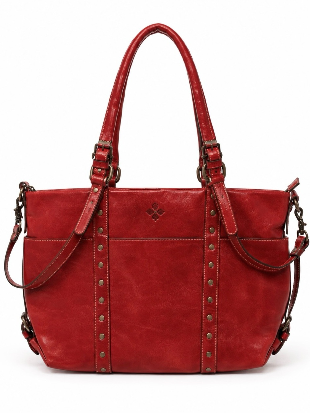 EUC! GORGEOUS! Patricia Nash Carducci Ochre Red Leather Large Pocket Tote Bag